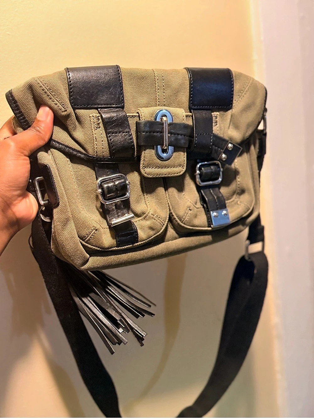 Rioni Brown & Black Fringe Shoulder Bag